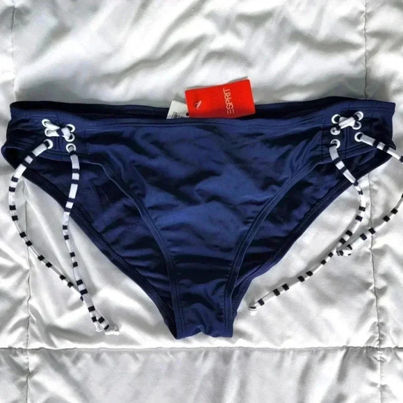 NWT ESPIRT Side Tie Navy Blue & Bikini Bottom size L - Picture 4 of 5